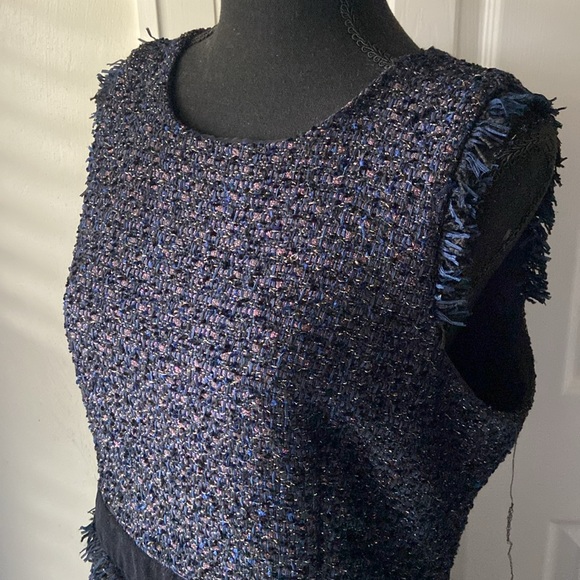 NWT J. Crew Sparkly Navy Tweed Shift Dress 10 - Picture 4 of 13